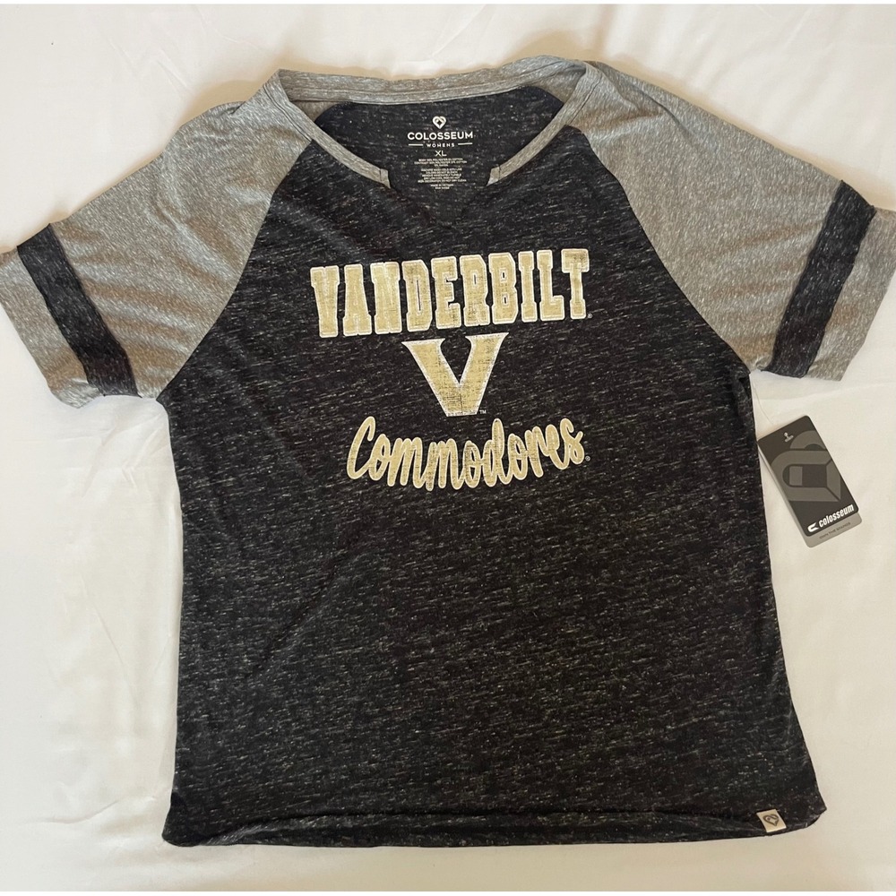 Colosseum Vanderbilt Commodores Womens XL Raglan Tee Space Dye Charcoal
